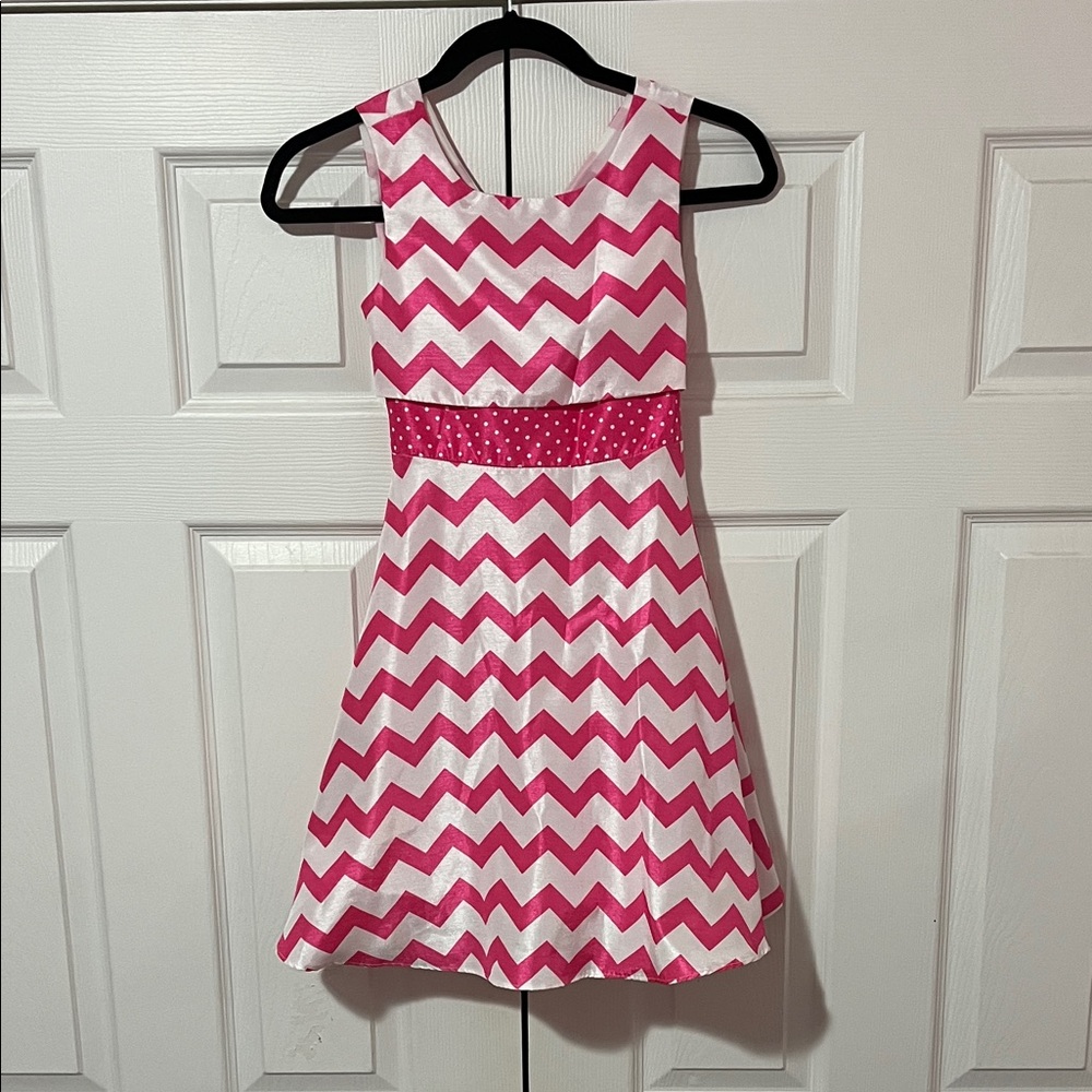 Jona Michelle Pink and White Chevron Dress
